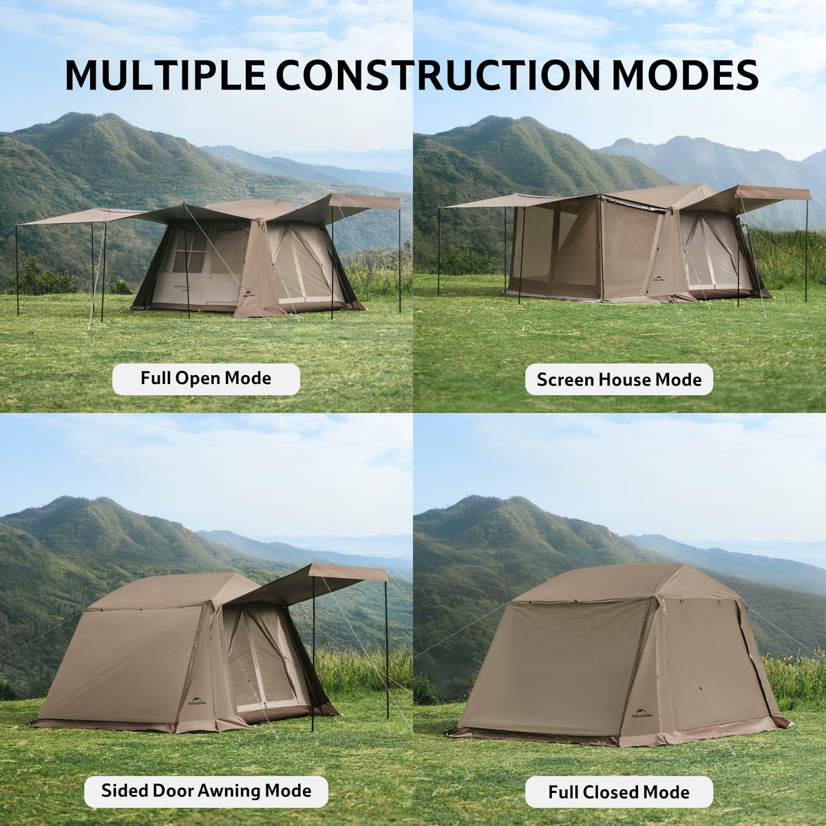 Naturehike Village Instant Tent, 4 Person 8 Person Camping Tent with Full Rainfly, Waterproof Large Cabin Tents for Car Camping