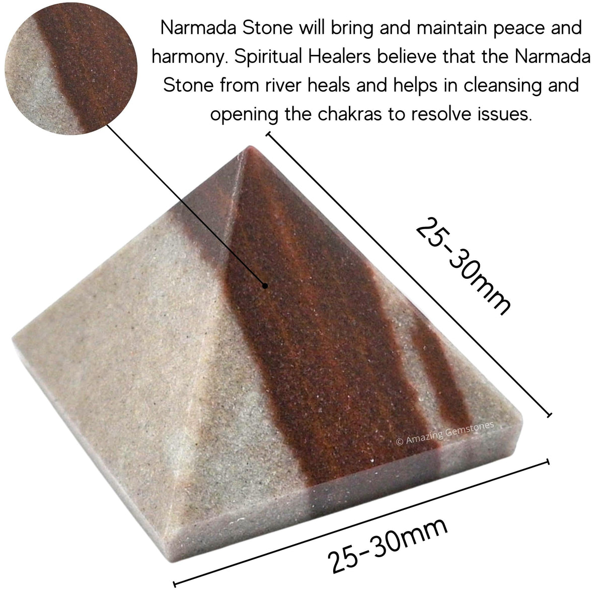 Amazing Gemstone Narmada Shiva Lingam Pyramid Crystal Healing Stones - 1" Great Pyramid Figurine of Natural Stone Pyramid for Meditation, Reiki, Chakra Balancing and Crystal Pyramids Grid