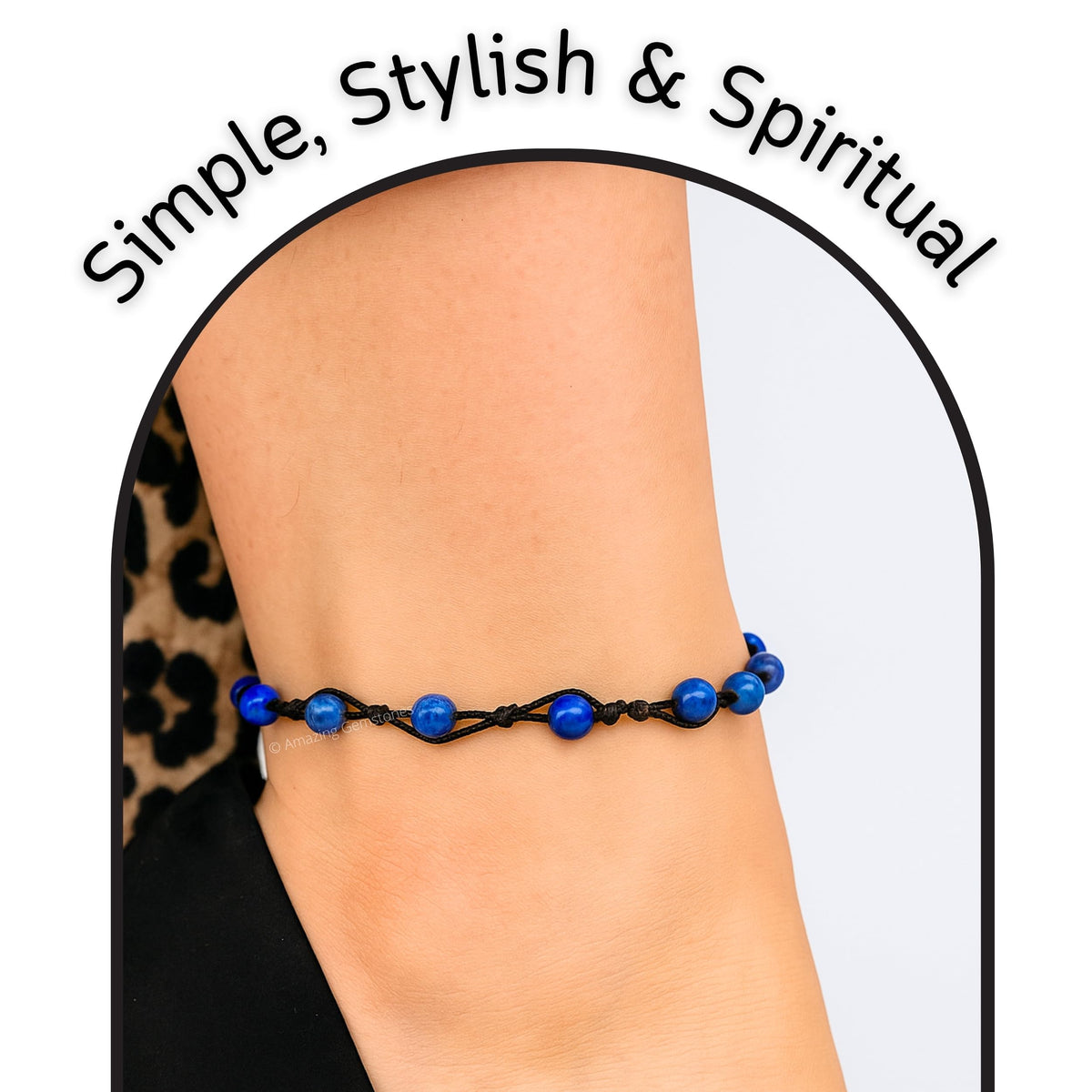 Amazing Gemstone Sodalite Anklet Ankle Bracelets for Women - Waterproof Beaded Healing Crystal Anklets, Plus Size Chakra Gemstone Bead Anklet (Stretchy Adjustable - Hand Knotted)