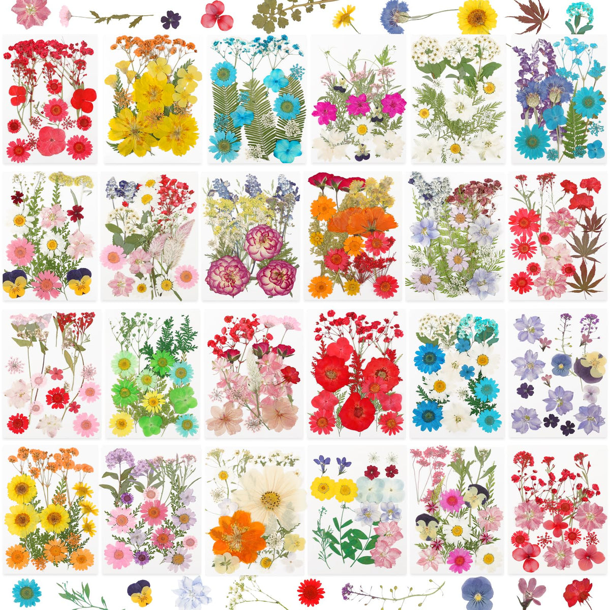NESCCI 428 Pcs Dried Pressed Flowers for Resin,Real Nature Dried Flowers for Crafts Bulk Dry Flowers Leaves Kit Used for Resin Molds Scrapbooking DIY Art Crafts Candle Soap Making Nails Décor