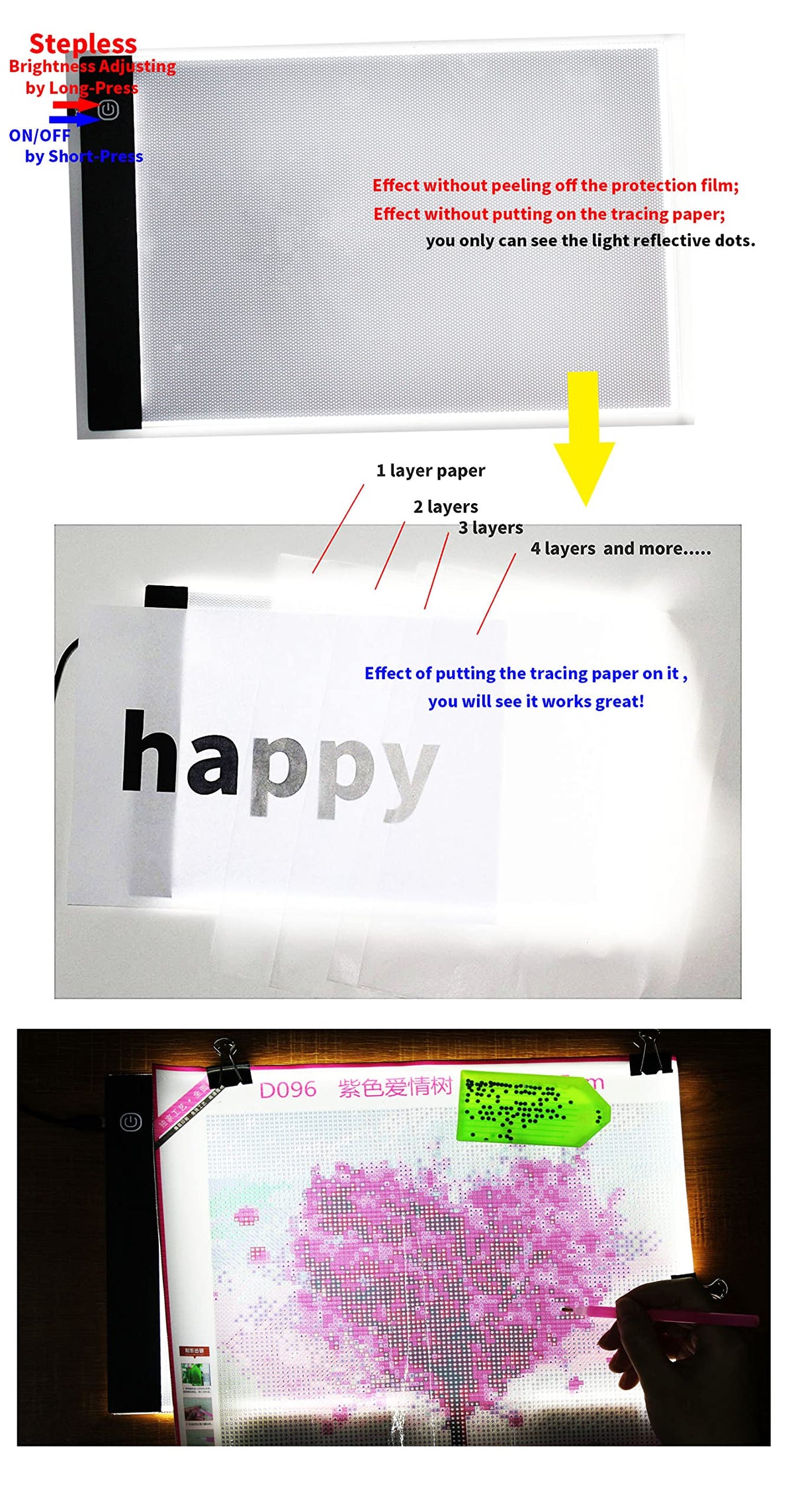 Small A5 Ultra-Thin Portable LED Tracing Light Box Dimmable Tracer Pad Board Adjustable Brightness for Artists Drawing Sketching Trace Animation Artcraft 5d Diamond Painting