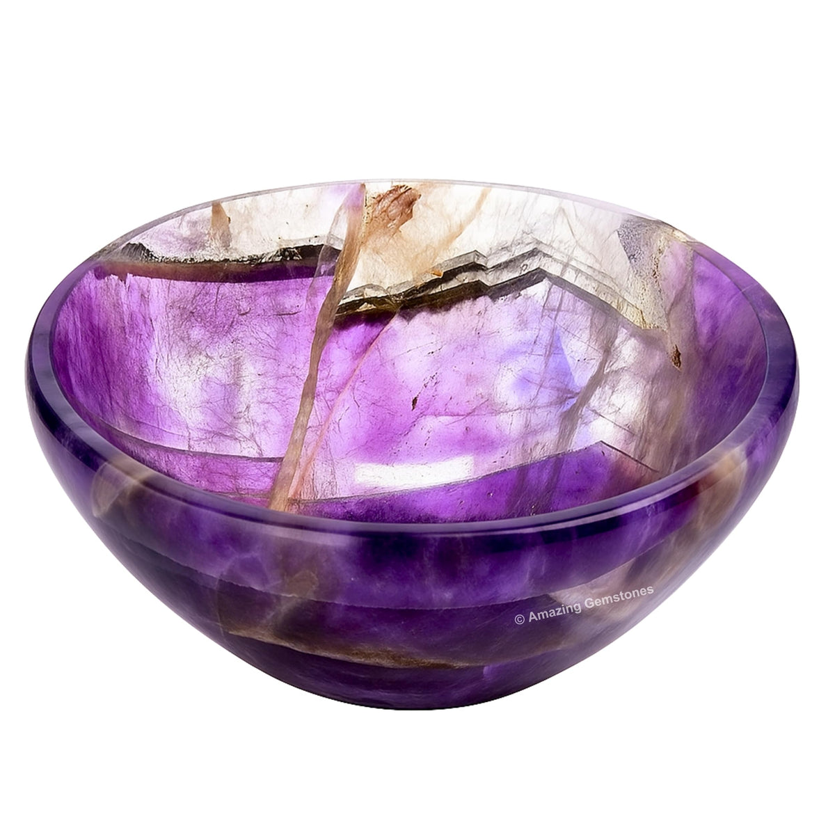 Amethyst Crystal Bowl - 2 Inch Decorative Bowls for Room and Home Decor - Gemstone Healing Crystals for Elegant Display, Positive Energy Balance and Gift