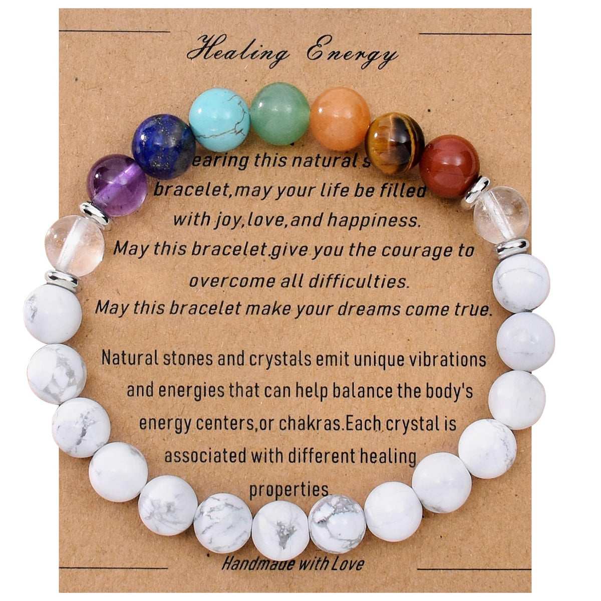 Ayriwoyi Chakra Bracelet for Women Healing Crystal Bracelet White Turquoise Beaded Stone Spiritual energy Bracelet For Women Crystals And Healing Stones