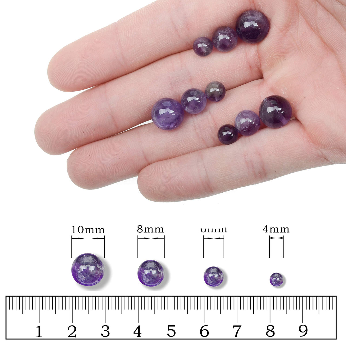 AD Beads Natural Gemstone Round Loose Beads 15" for Bracelet Necklace Earrings Jwelery Making Crafts DIY (10mm, Purple Amethyst)