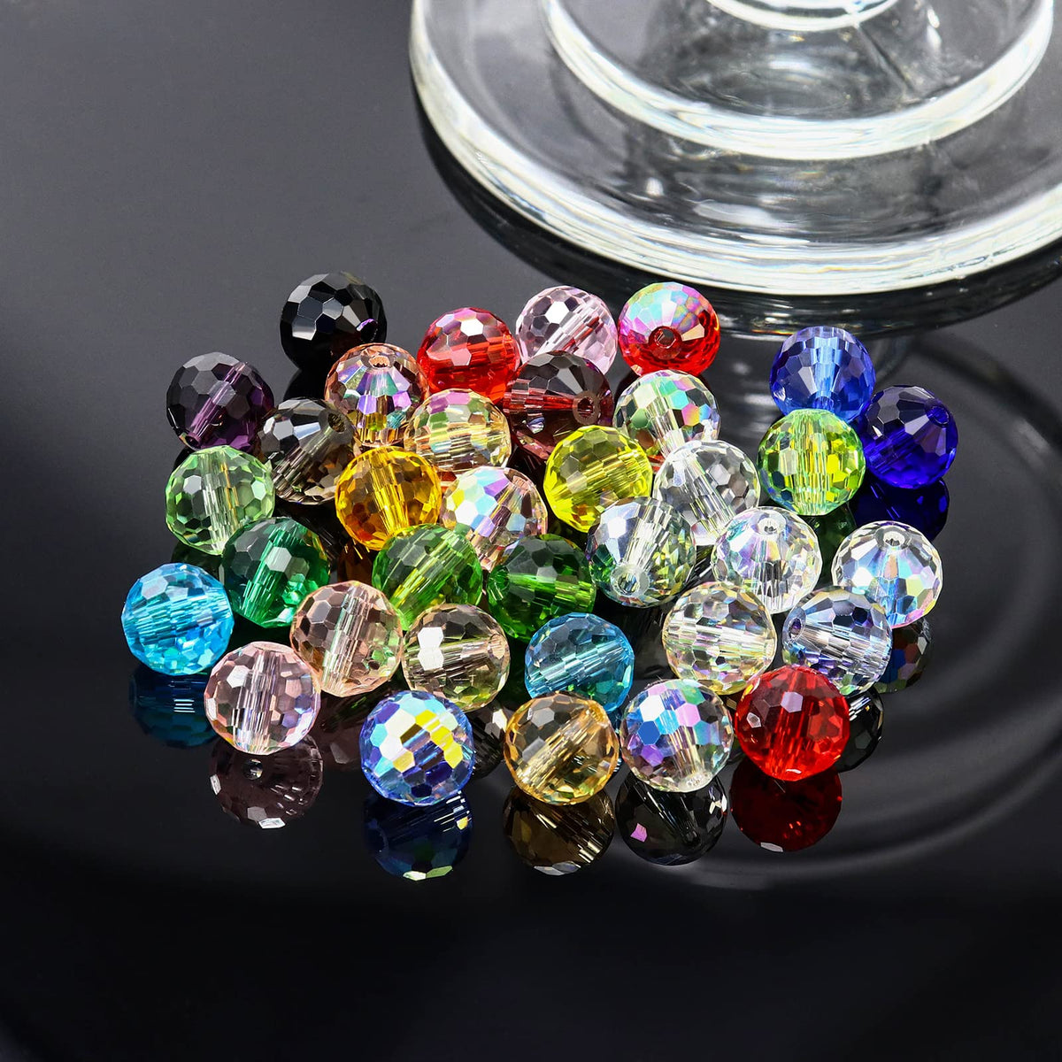 Dowarm 10MM Round Crystal Beads for Jewelry Making, Crystal Paradise Faceted Crystal Glass Beads for Crafts Bracelet Wind Chimes Suncatcher, #5003 Rondelle Spacer Beads, Loose Gemstones, 50PCS