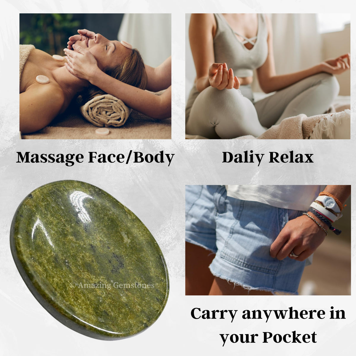 Amazing Gemstone Vesuvianite Worry Stone Crystals and Healing Stones - Stones for Stress Relief - Piedra Crystal Fidget for Meditation, Relaxation - Unique Stocking Stuffers and Birthday Gift