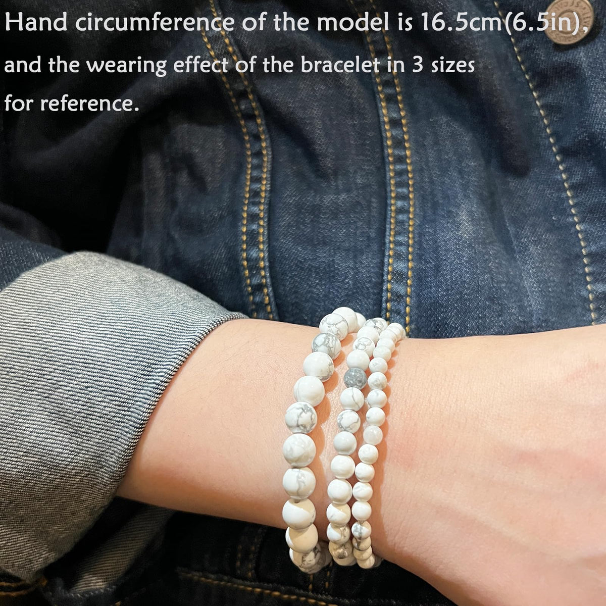 CHCCOYE 4mm Natural Healing Gemstone Bracelet Handmade Yoga Stretch Elastic Bracelet Stress Relief Crystal Jewelry for Men and Women (4mm, Howlite)