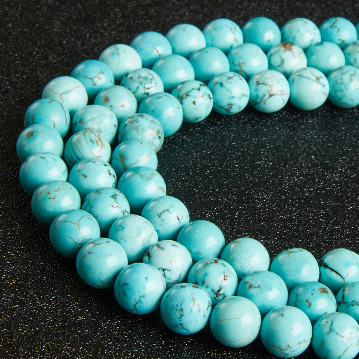 45pcs 8mm Natural Turquoise Beads Gemstone Beads Round Loose Beads for Jewelry Making