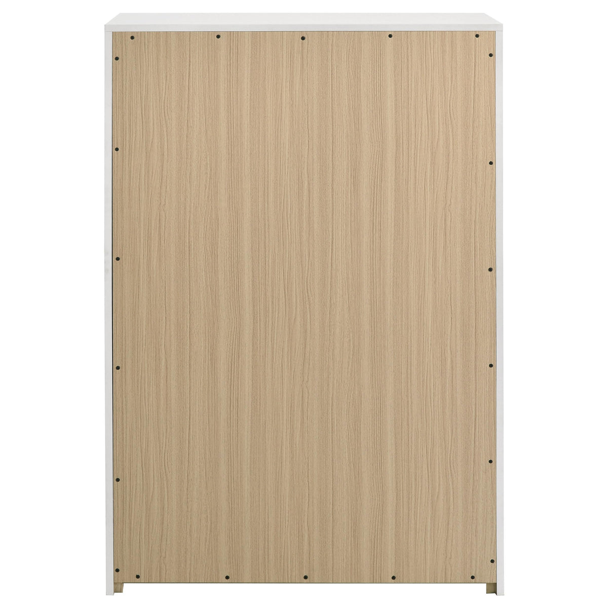 Coaster Home Furnishings - INES - Wood - 5-Drawer Chest with Vertical Gold Pulls, English Dovetail Joinery and Contemporary Design - Bedroom - White High Gloss - 223095