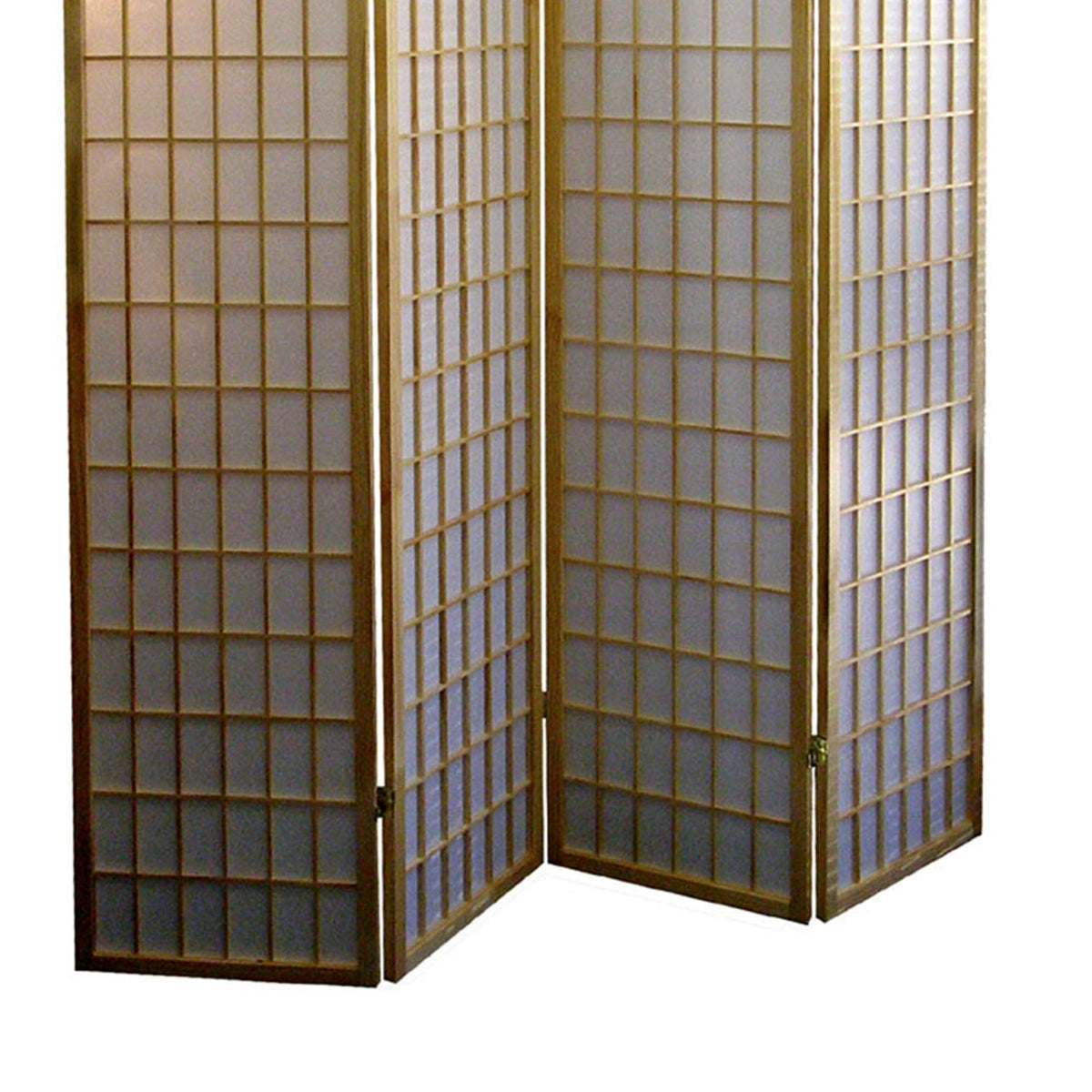 70" Tall 4 Panel Screen, Room Divider, Japanese Style with Natural Wood