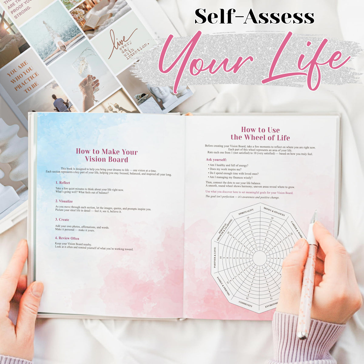 BrightenKidz Vision Board Book – Create Your Dream Life with Inspirational Clip Art, Collage Pictures & Quotes | Vision Board Supplies Kit for Women | Ideal Magazines to Visualize & Achieve Your Goals