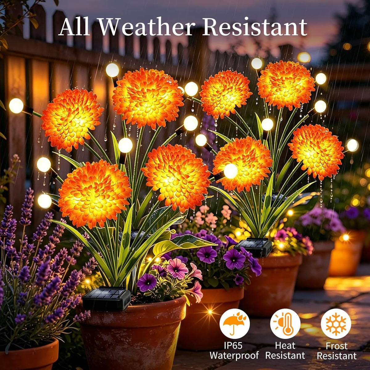 VOOKRY Solar Flowers Outdoor Waterproof, 4 Pack Garden Lights with Swaying Firefly Lights, Flower Light Garden Decor for Yard Patio Pathway Lawn Grave, Gardening Gifts for Women Mother's Day