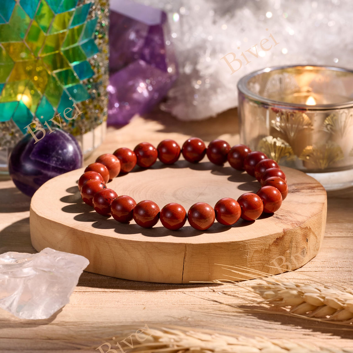 Red Jasper-Strong Base-8mm Beaded Bracelets for Women Handmade Semi Precious Natural Stone Stretch Elastic Jewelry Yoga Protection Gifts