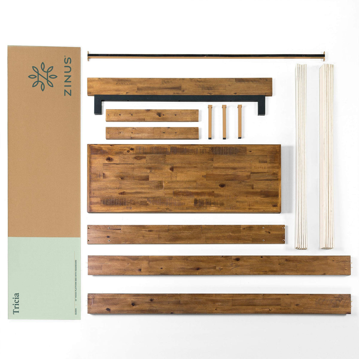 Zinus Tricia Wood Platform Bed Frame with Adjustable Headboard/Wood Slat Support with No Box Spring Needed/Easy Assembly, King