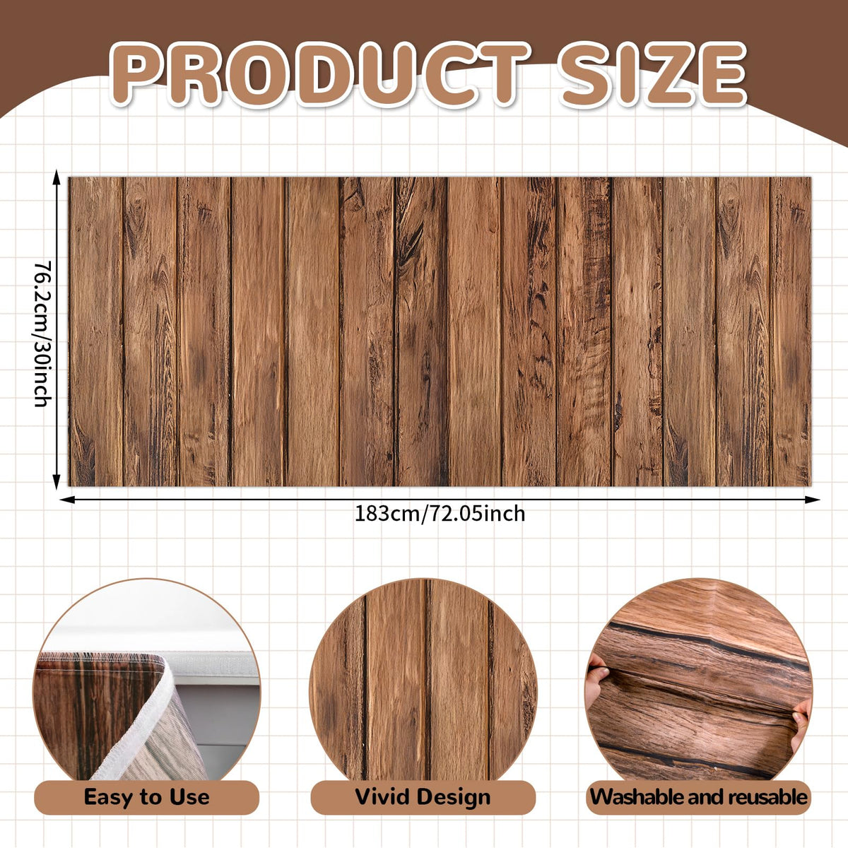 6FT Brown Wood Table Skirt Teacher Desk Skirt Classroom Table Cover for Back to School Decor Classroom Tables Cloths for First Day of School Supplies Office Bookcase Cabinet Decorations
