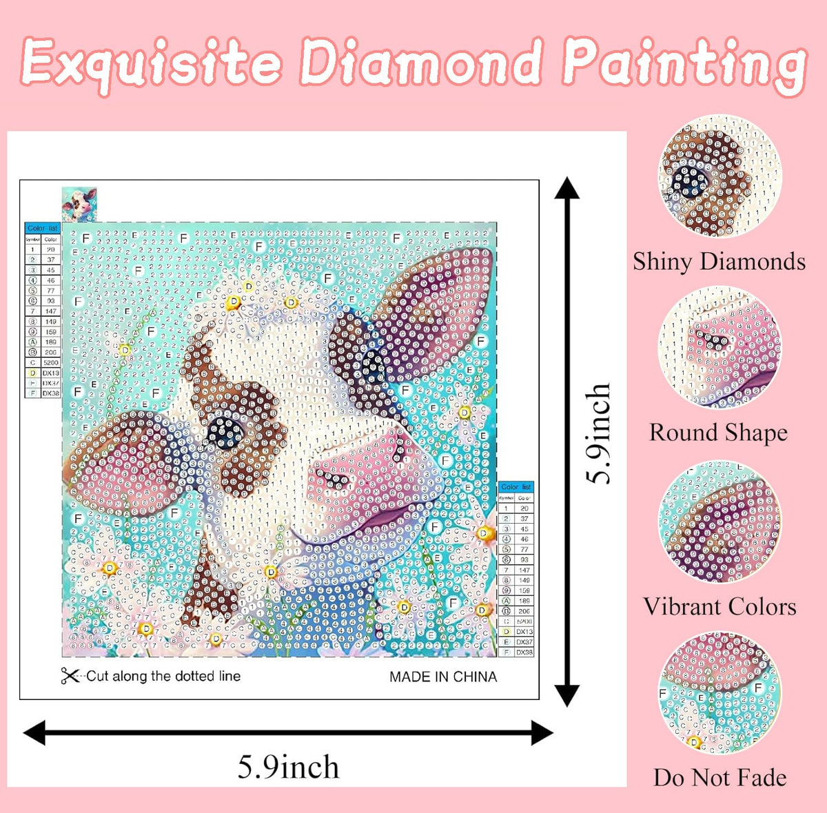 Mowana 6 Pack Diamond Art Kits for Kids - Animals Diamond Painting for Kids 10-12, 6x6 Diamond Art for Girls and Teens, 5D DIY Round Drill Big Gem Art for Ages 4-8-12