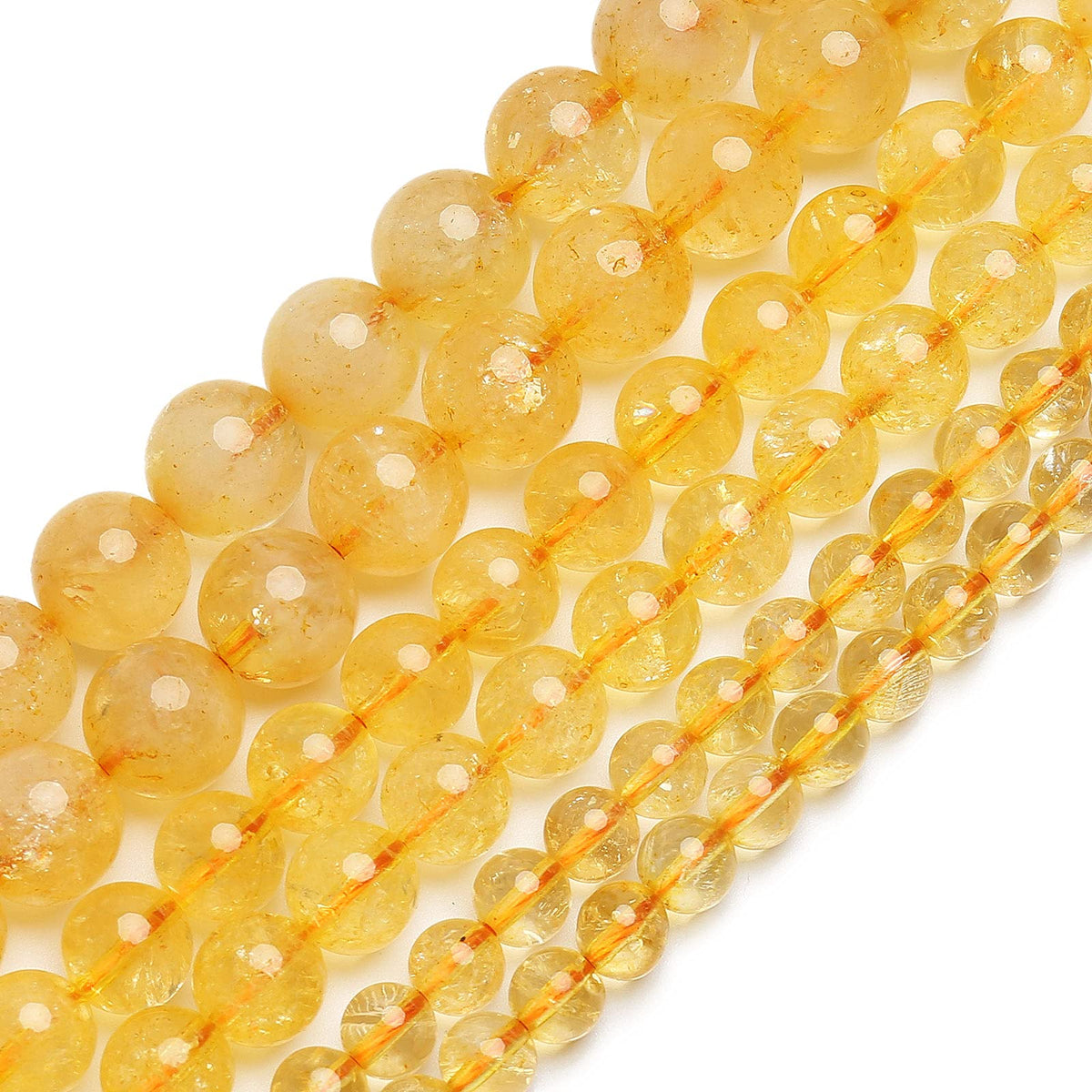 70PCS Natural 8MM Healing Gemstone, Citrine Energy Stone Round Loose Beads, Semi-Precious Crystal Beads with Free Elastic String for Jewelry Making DIY
