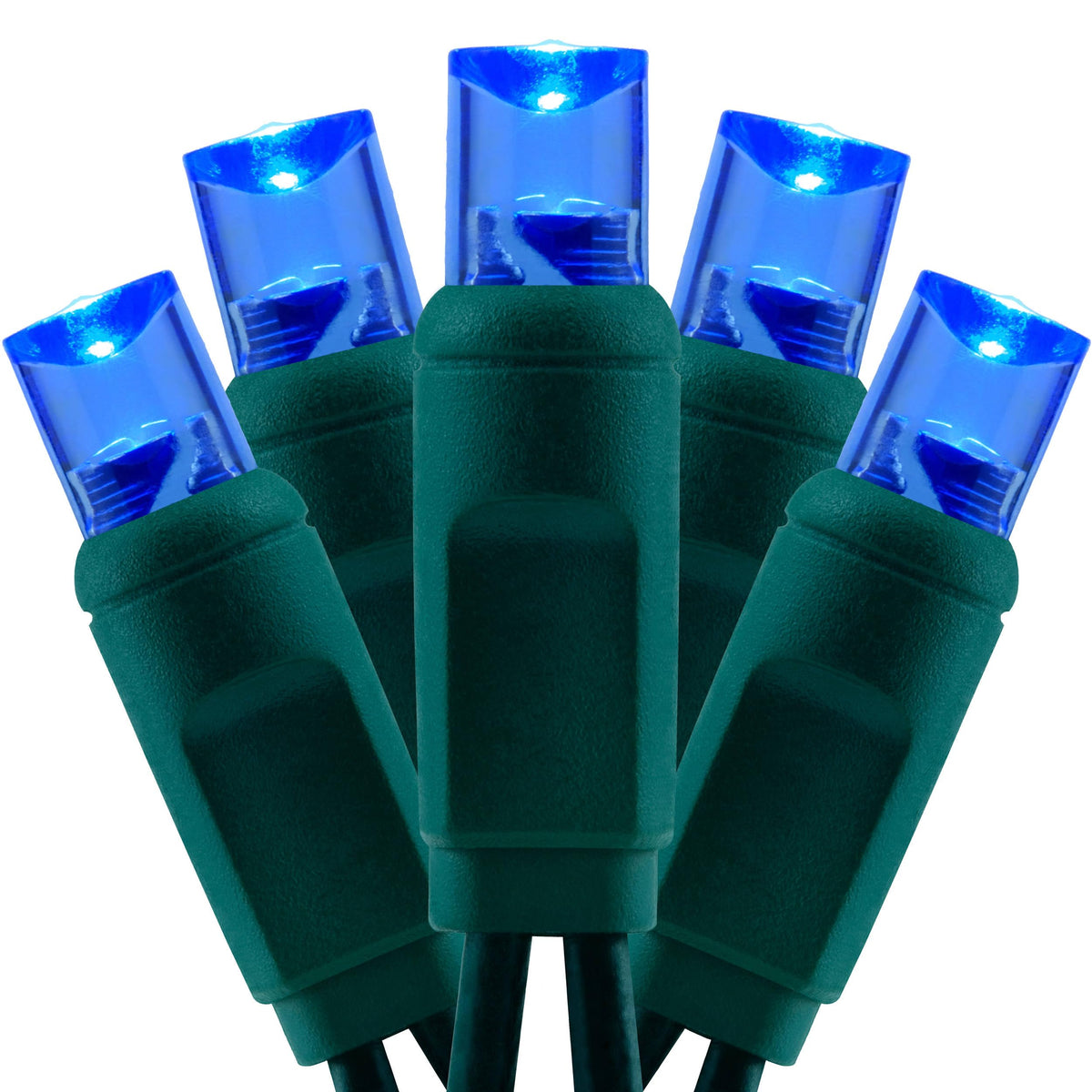 YULETIME 140 Blue Christmas String Lights, 2-Set 24 ft 70 One-Piece 5mm LED