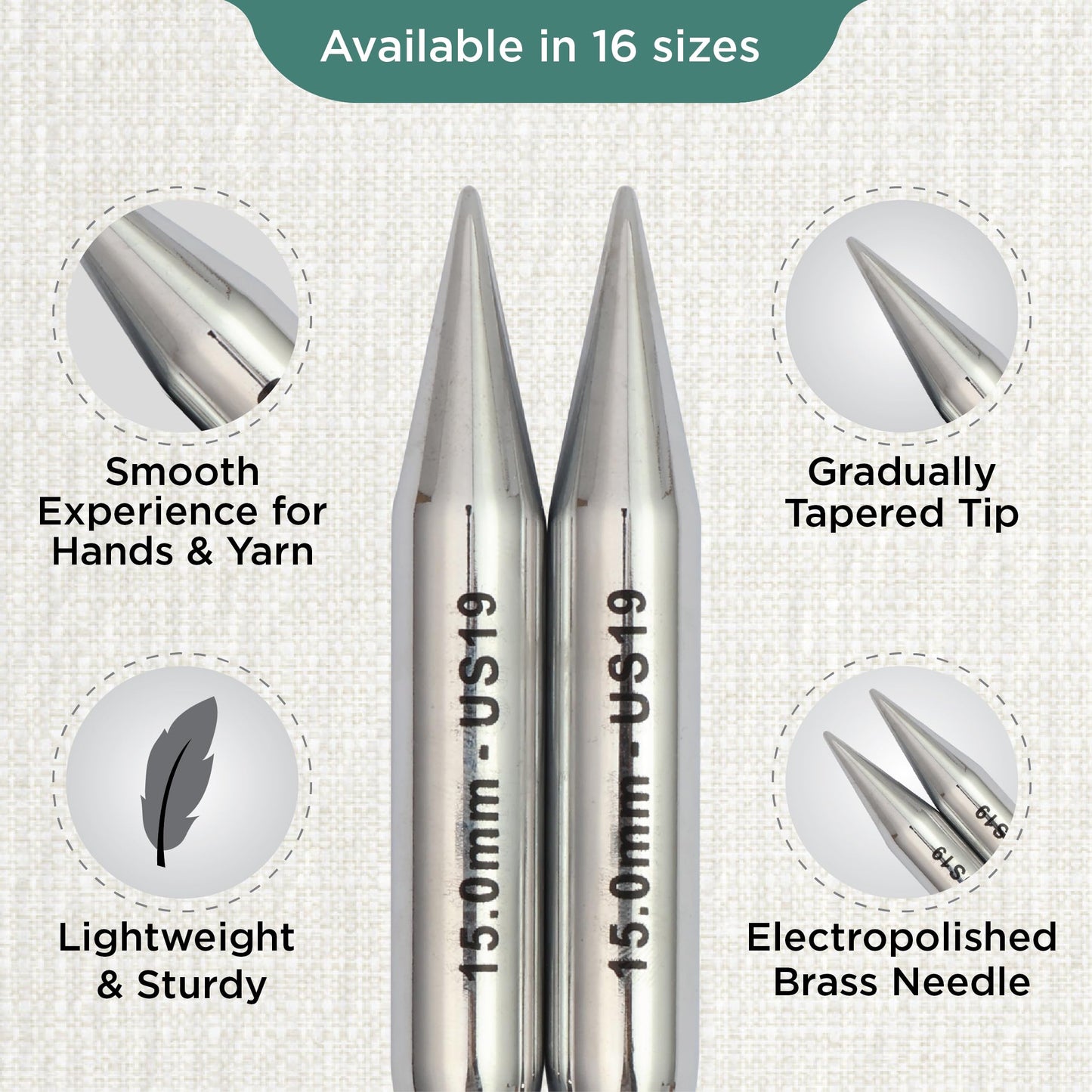 KnitPro Nova Interchangeable Circular Needles 5" (13cm) | US Size 19 (15mm)