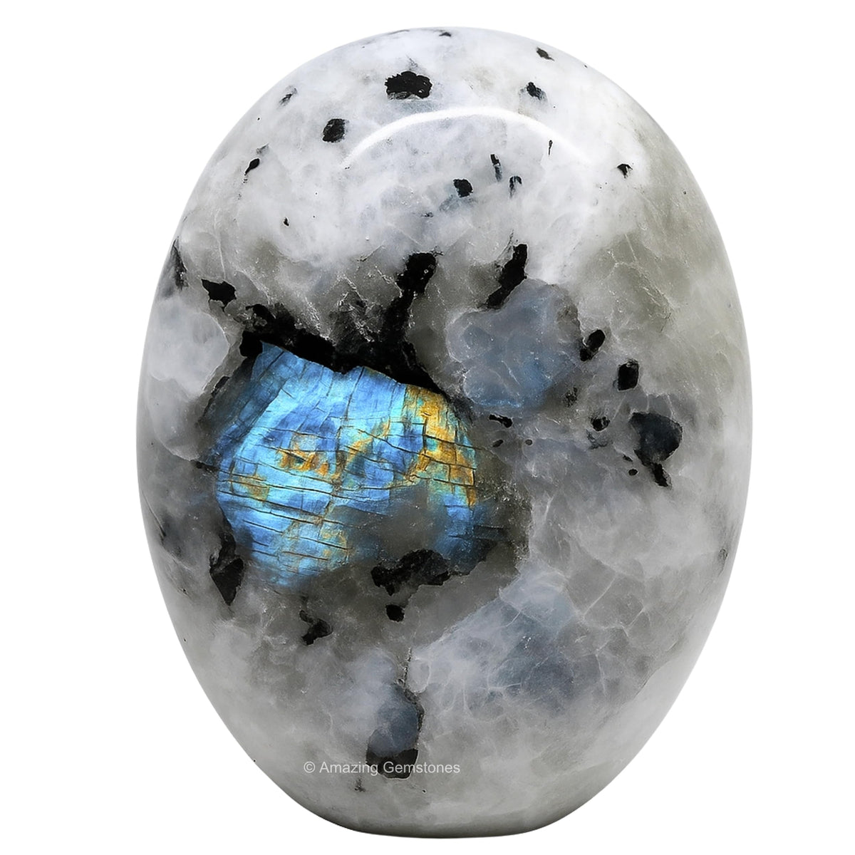 Amazing Gemstone Rainbow Moonstone Crystals and Healing Stones - Large Palm Stone Crystals Piedra - Crystal for Good Luck, Positive Energy, Meditation - Unique Stocking Stuffers Gifts for Women, Men