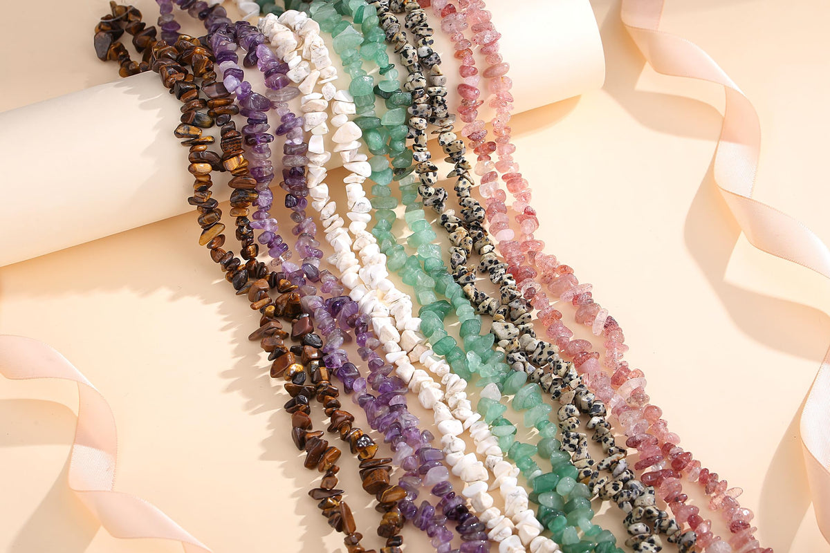 ZHIYUXI 400pcs Strawberry Quartz Beads 5-8mm Crystals Gemstones for Bracelet Making 2 Strands Irregular Stone Loose Rocks Bead for Jewelry Making Hole Drilled Natural Chips DIY Necklace Craft Gifts