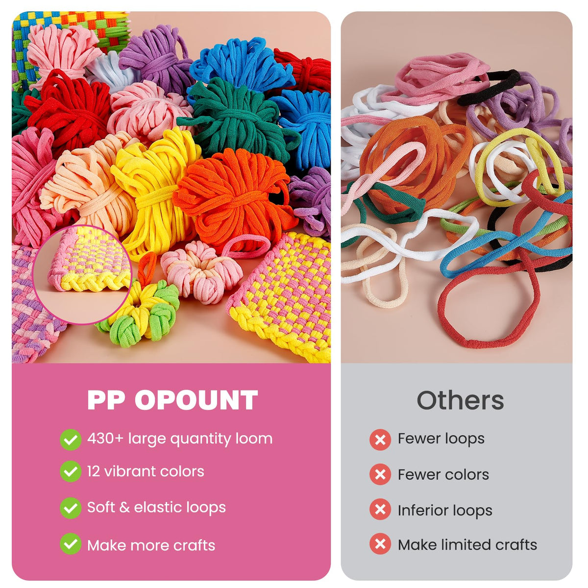 PP OPOUNT Weaving Loom for Kids & Adults, 432 Craft Loops Easy Pot Holder Loom Kit for Girls Ages 6 7 8 9 10 11 12, DIY Arts and Craft Projects for Beginners Making Potholders, Ideal Gifts for Kids