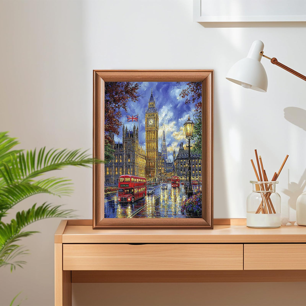 Lxmsja London Street Diamond Art Kits for Adults, Big Ben Diamond Painting Kits for Beginners, 5D DIY Full Drill Gem Art Crafts for Adults, Home Wall Decor 12x16 inch