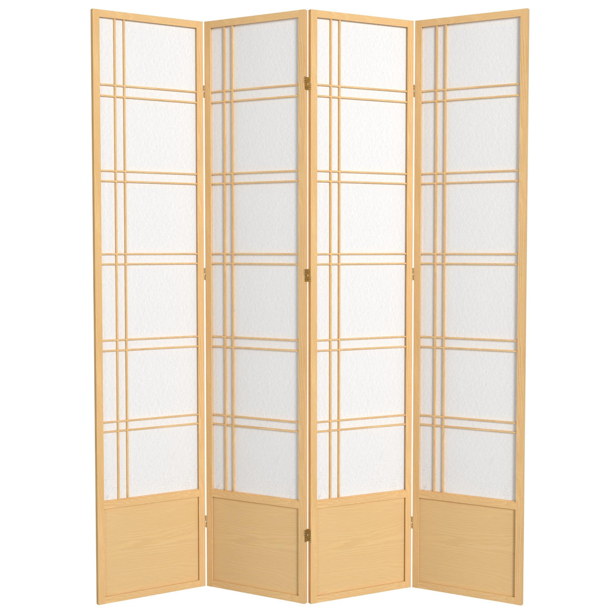 Oriental Furniture 7 ft. Tall Double Cross Shoji Screen - Natural - 4 Panels