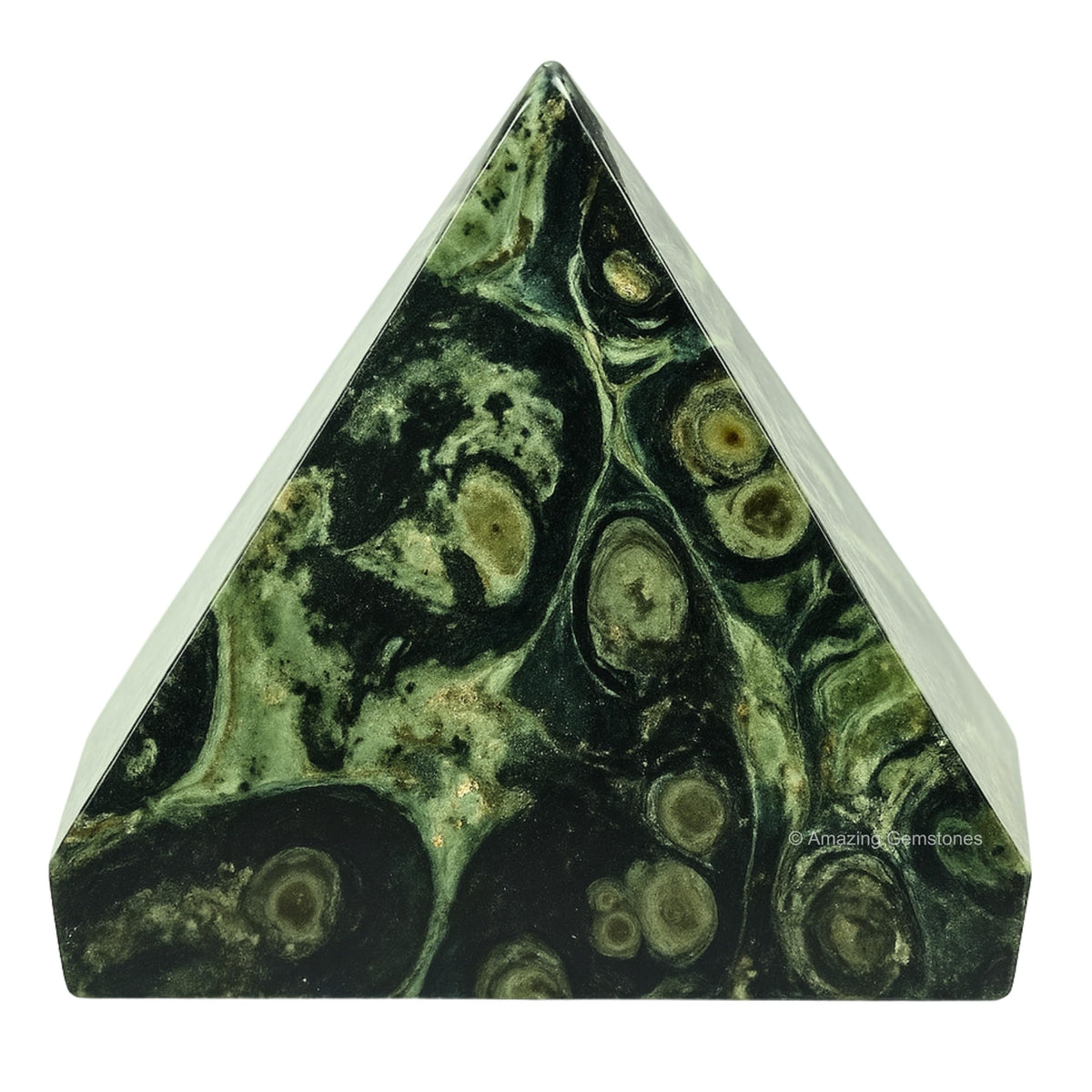 Kambaba Jasper Pyramid Crystal Healing Stones - 1.5" Great Pyramid Figurine of Natural Stone Pyramid for Meditation, Reiki, Chakra Balancing and Crystal Pyramids Grid