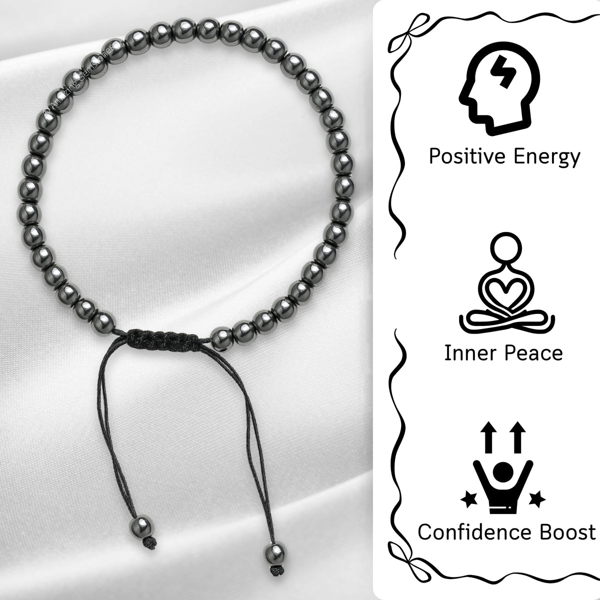 Amazing Gemstone Hematite Anklet Ankle Bracelet for Women - Adjustable Stone Anklets for Everyday Wear, Elegant Gift Jewelry for Mom, Sister or Friend