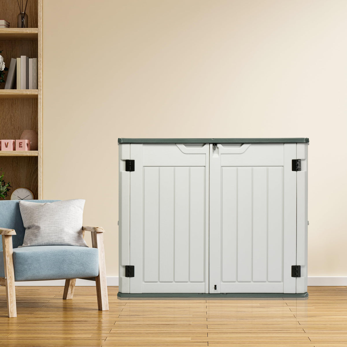 260 Gallon Deck Box, Outdoor Large Storage for Patio Furniture Cushions, Garden Pool Accessories, Deck Box Outdoor Storage Boxes for Patio Furniture 50""W x 29""D x 41"" H, White / Grey