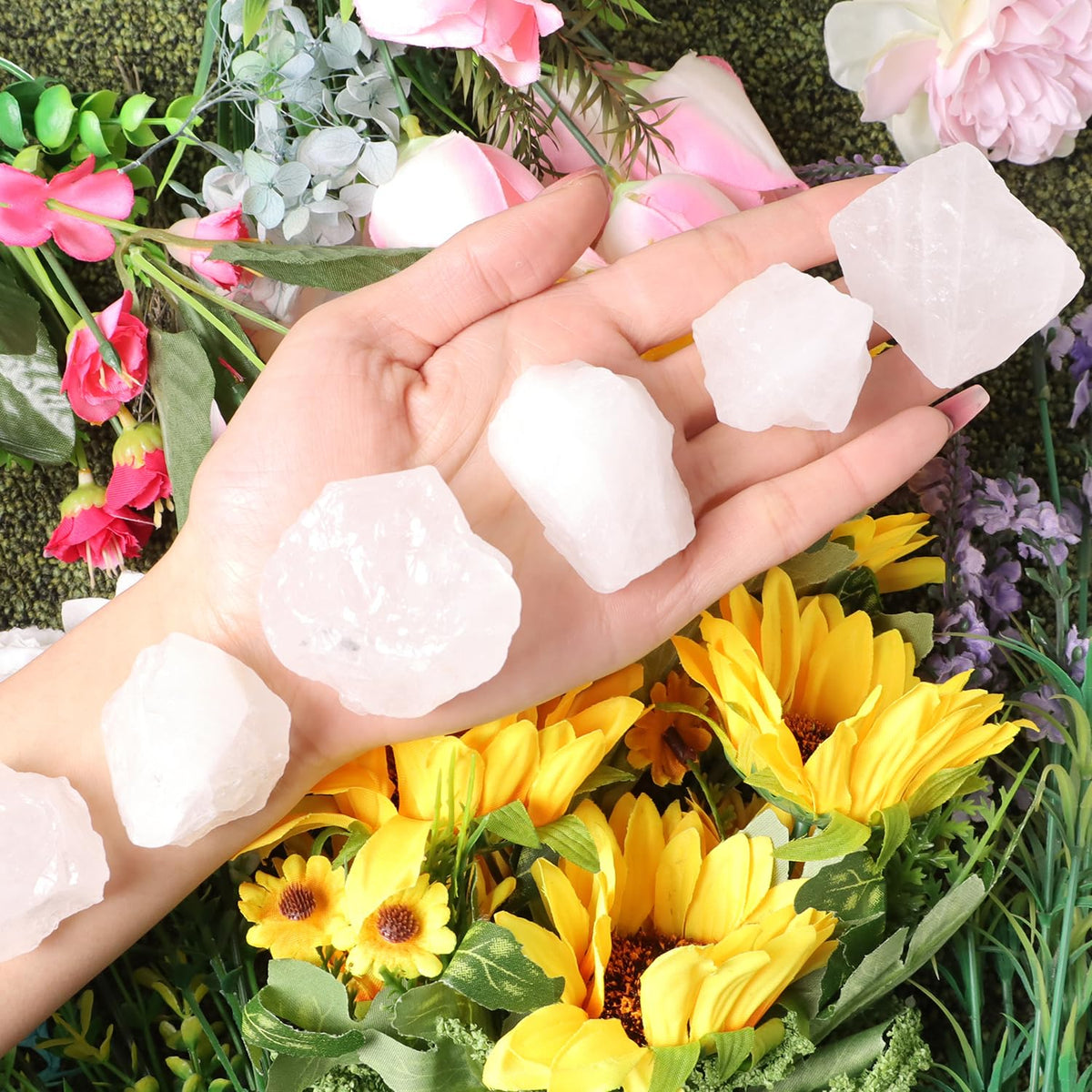 1 Lb Rough Clear Quartz Stone Bulk, Crystal Quartz Rough Crystal Stone for Cabbing, Tumbling, Cutting, Lapidary, Polishing, Reiki Crystal Healing
