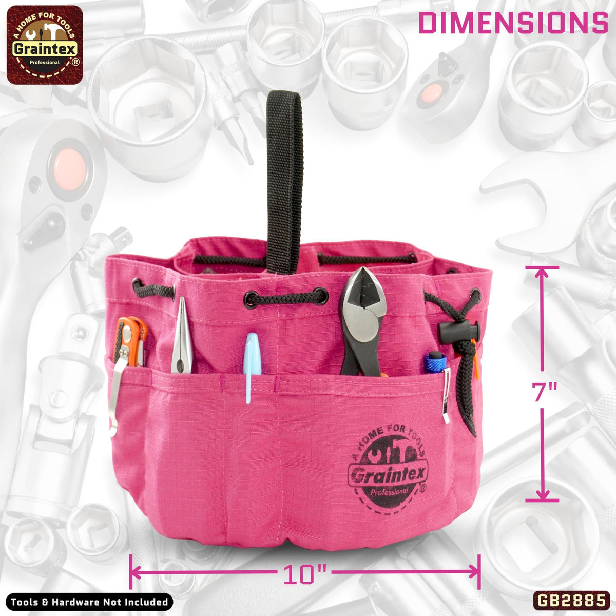 Graintex 18 Pockets Grab Bag Rip-stop Canvas Drawstring Closure, Small Part Organizer Pouch, Small Tools, Screws, Parts, Parachute Tool Bag for Efficient Storage - Pink