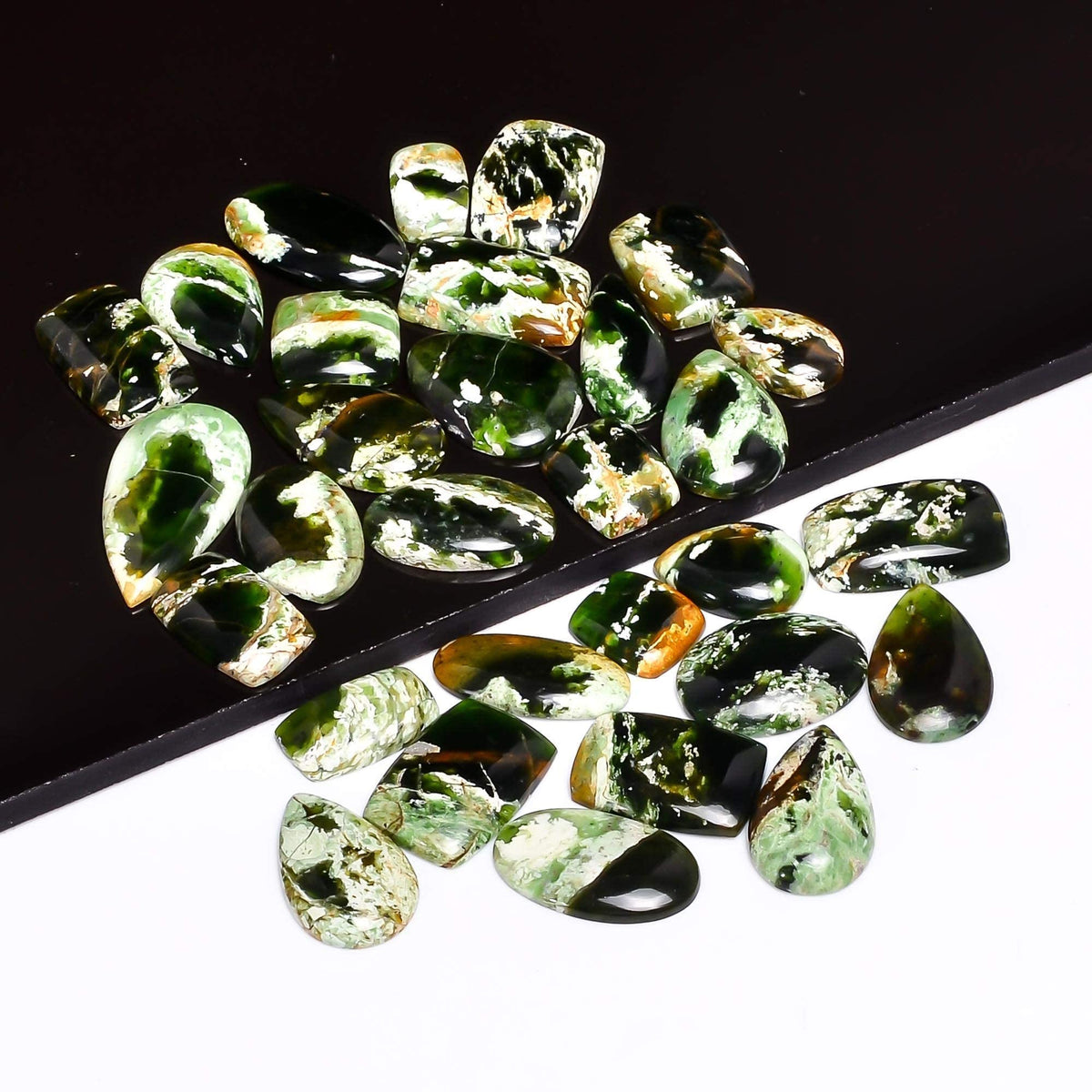 GEMKORA™ 4 to 5pcs Natural Chrome Chalcedony Gemstone Wholesale Cabochons Lot, Jewelry Making Loose Gemstone, Polished Specimen, DIY, Wire Wrapping, Reiki, Healing Crystals, Bulk Gemstone Deal