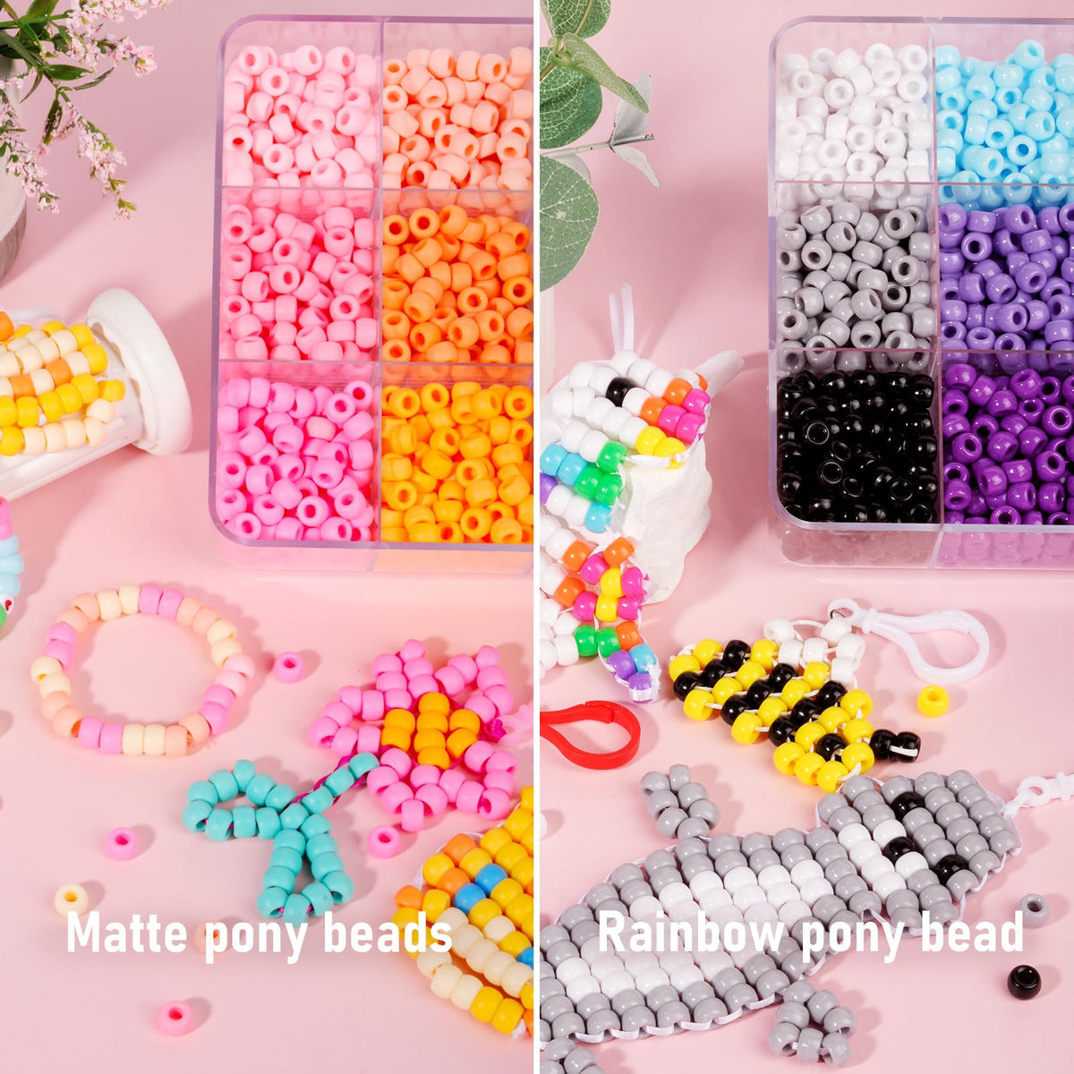 MAKERSLAND 2600+pcs Pony Beads Kit, 18 Color Rainbow Kandi Beads Set, Multicolor Matte Plastic Jewelry Making Kit for DIY Craft Friendship Bracelet Necklace Key Chain