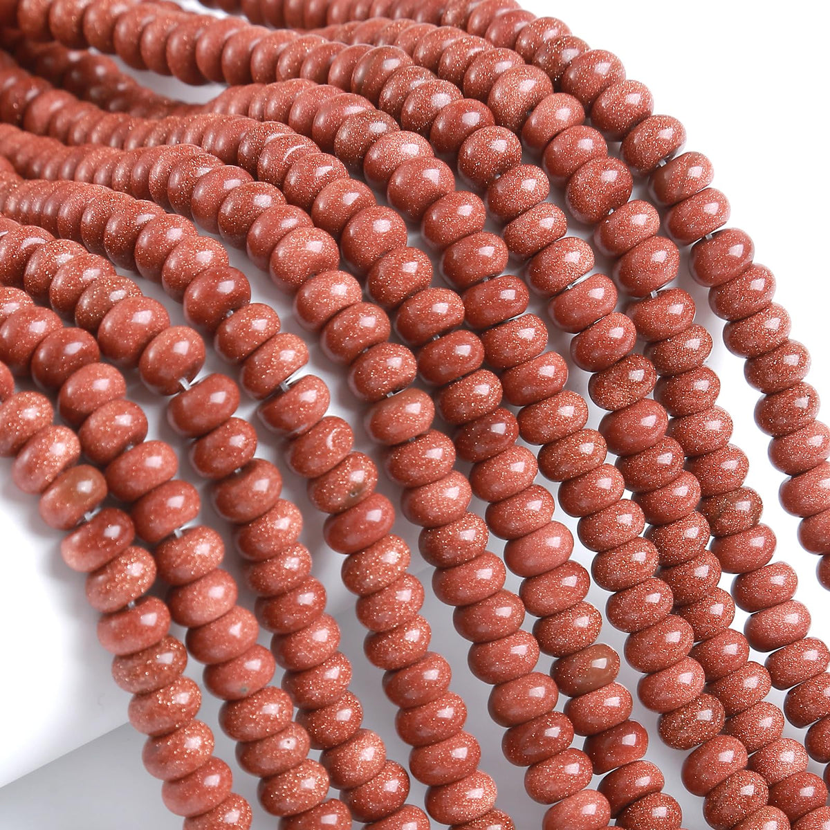 76pcs 5x8mm Natural Stone Gold Sandstone Rondelle Spacer Loose Beads Abacus Disk Stone Round Loose Gemstone Beads for Jewelry Making DIY Bracelet Necklace