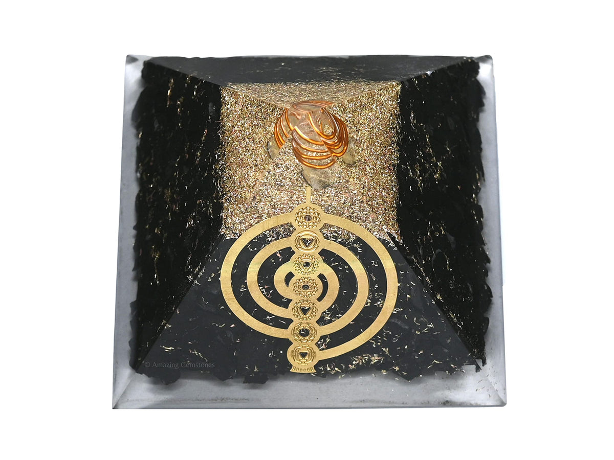 Amazing Gemstone Large Black Tourmaline Chakra Reiki Orgonite Pyramid | Organ Pyramids Positive Energy Healing