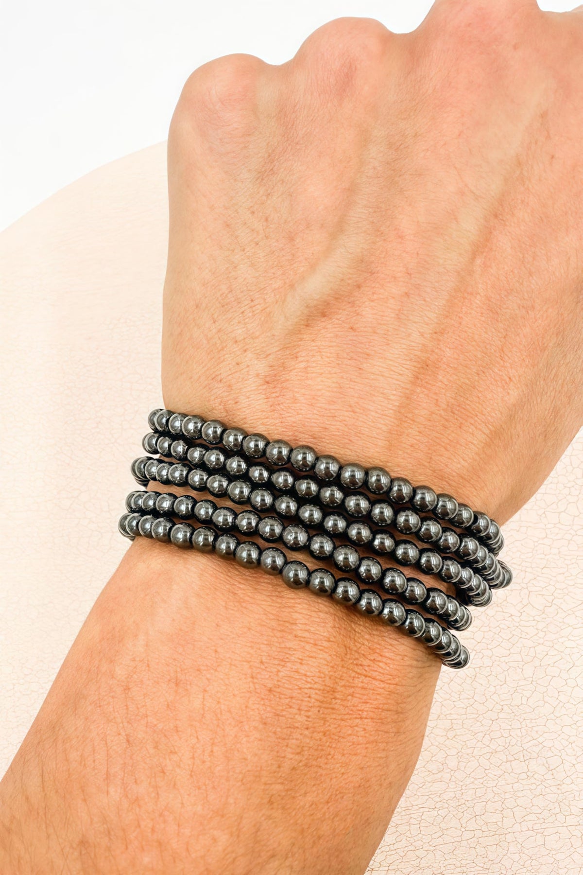 CHELYQST Hematite Bracelet - Stone of Healthy and Healing,Stretch Natural Stone Crystal Beads Jewelry Gifts for Women Men Unisex Adult,4mm
