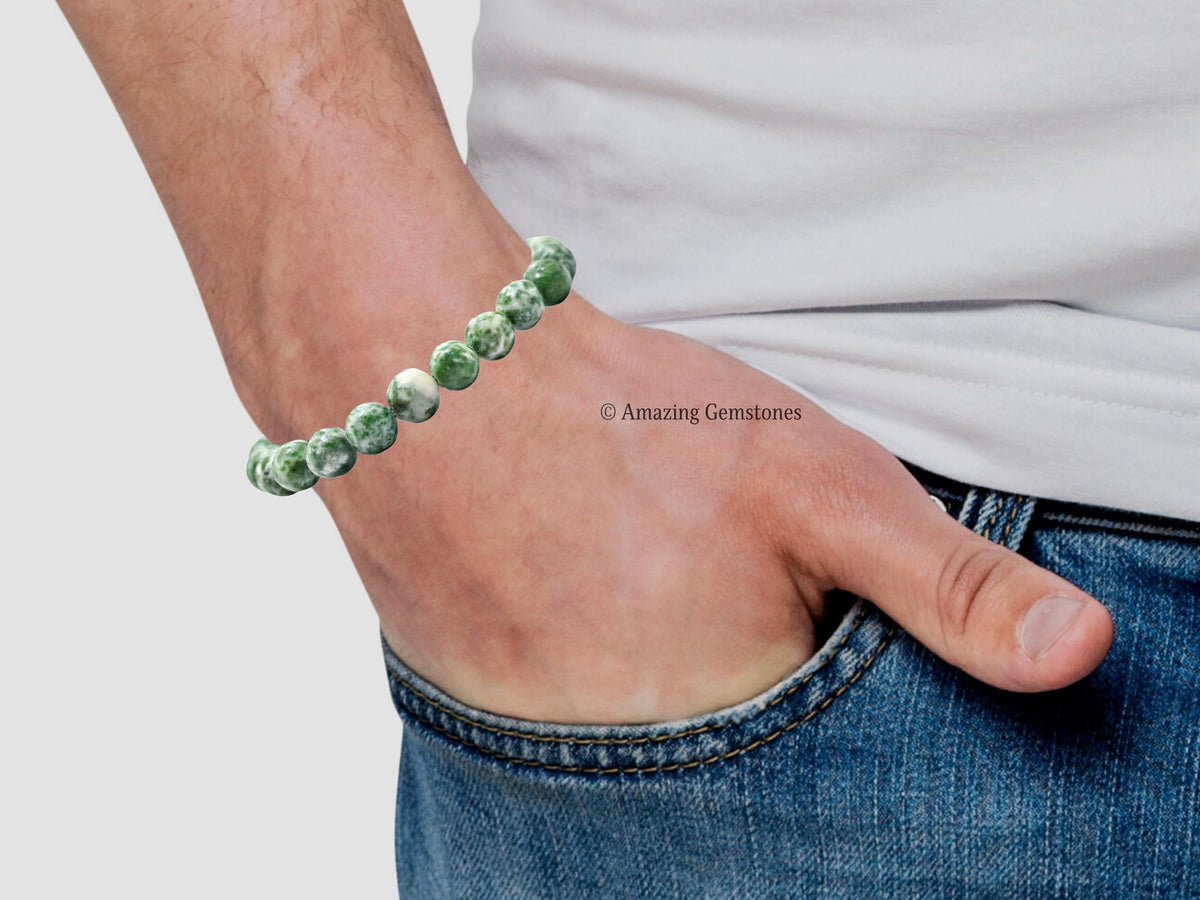 Amazing Gemstone Crystal Bracelet for Women Men's Gifts - Protection Healing Crystal Bracelet - 8mm Gemstone Beaded Stretchable Bracelet Pulseras Para Hombres Mujer Stocking Stuffers Mothers Day Gift (Tree Agate)