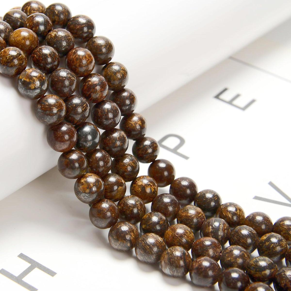 Land Long 120pcs(2 Strand/Set) 6mm Natural Bronzite Stone Beads with Energy Power, Smooth Round Gemstone Beads for Jewlery Bracelets Earrings Making DIY