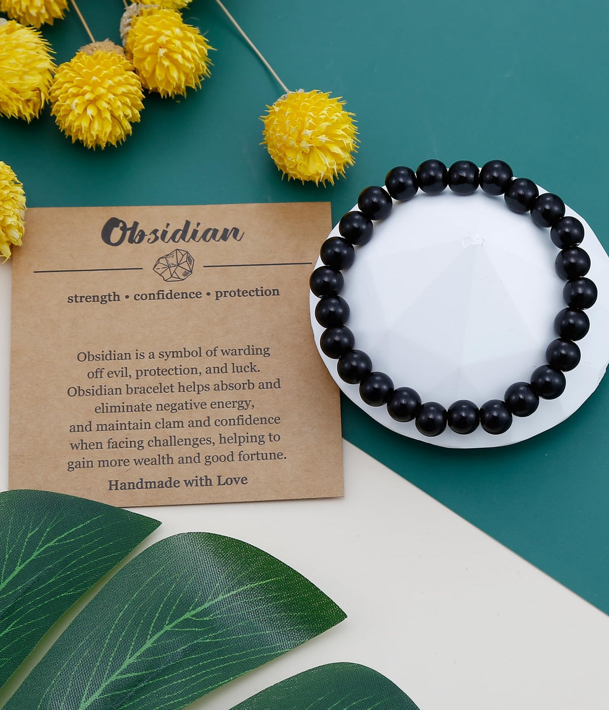 BOMAIL Natural Stone Bracelet for Women Men - 8MM Semi-Precious Gemstone Beaded Bracelet Healing Crystal Stretch Bracelet Yoga Bracelets Jewelry