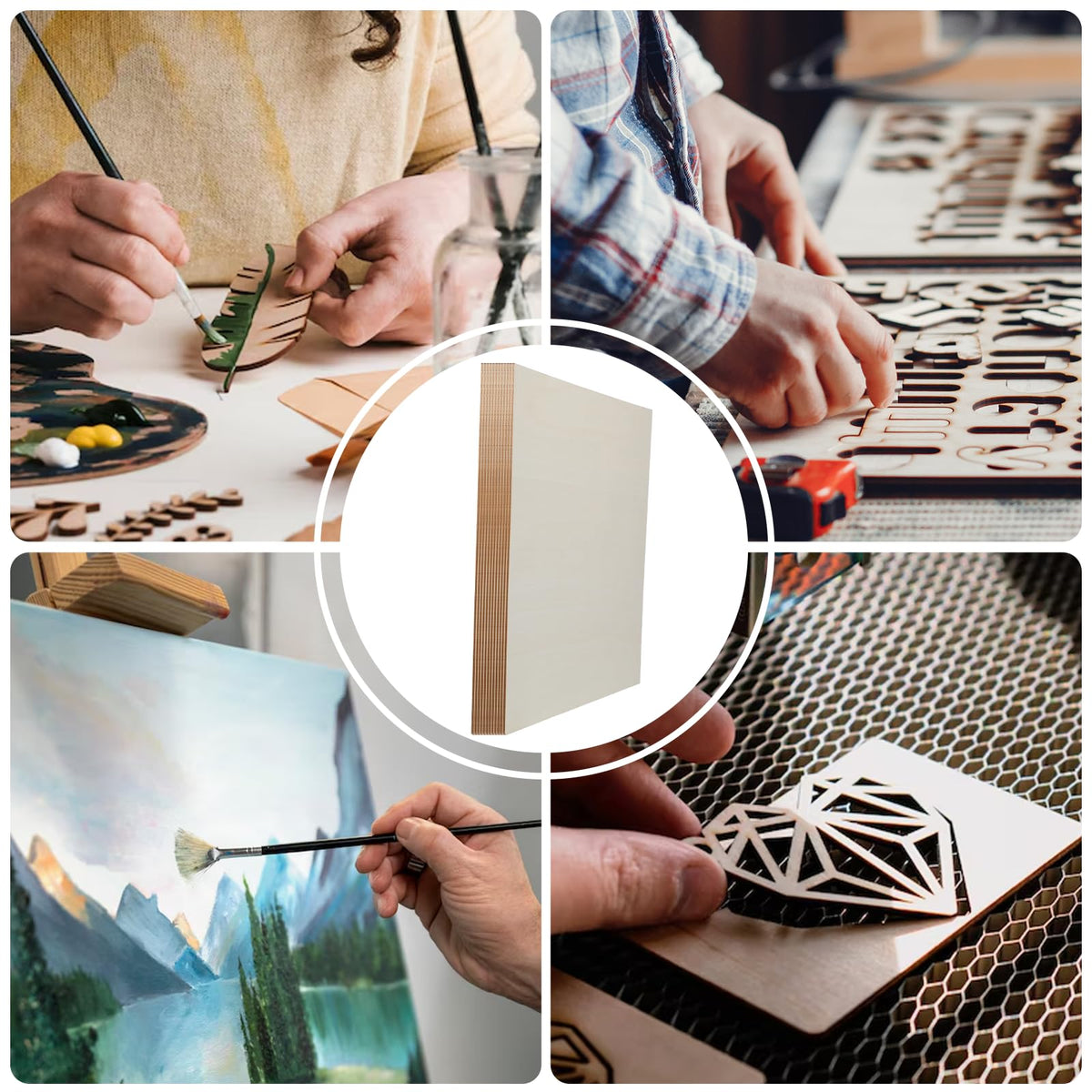 Yuanan 12 PCS Basswood Sheets, 12×12 Inch 2 mm Plywood Sheets Unfinished Wood for Laser Cutting Thick Linden Square, Engraving, DIY Handicrafts, Painting and Carving