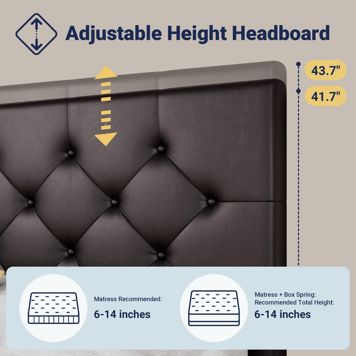 Allewie Upholstered King Size Platform Bed Frame with 4 Storage Drawers and Headboard, Diamond Stitched Button Tufted, Mattress Foundation with Wooden Slats Support, Black Brown