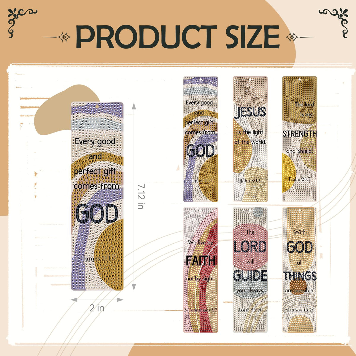Bible Verse Diamond Art Bookmarks - 6 PCS DIY Boho Diamond Painting Bookmarks Kits Religions Aesthetic Christian Art Craft Inspirational Christmas Birthday Gift for Book Lovers Adult Beginners