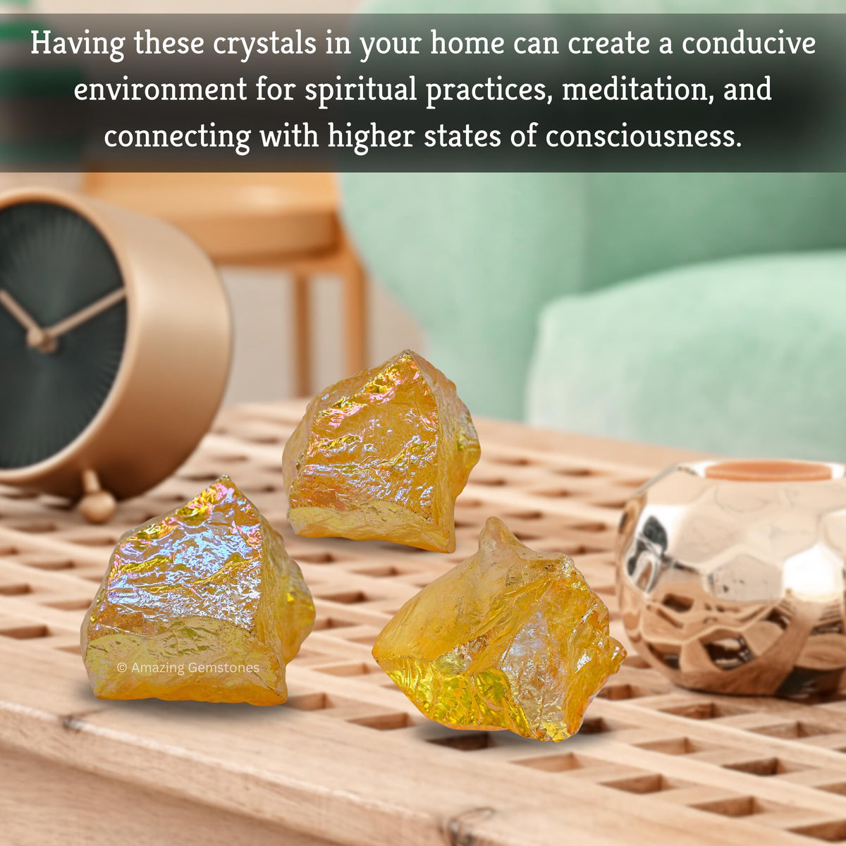 Amazing Gemstone Yellow Aura Quartz Raw Crystals and Healing Stones, Natural Rocks for Meditation and DIY Raw Stones and Crystals (1 lb)