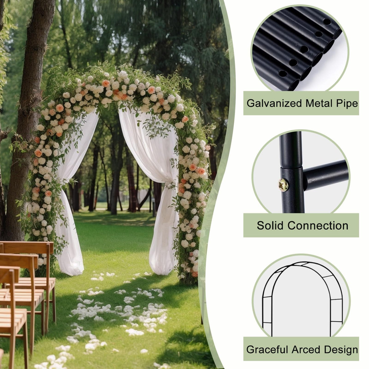 Metal Garden Arch Pergola Trellis for Climbing Plants Wedding & Event Decor Roses Bridal Party Backdrop Stand Flower Arch Arbor Outdoor Garden Trellis for Various Climbing Plants 2
