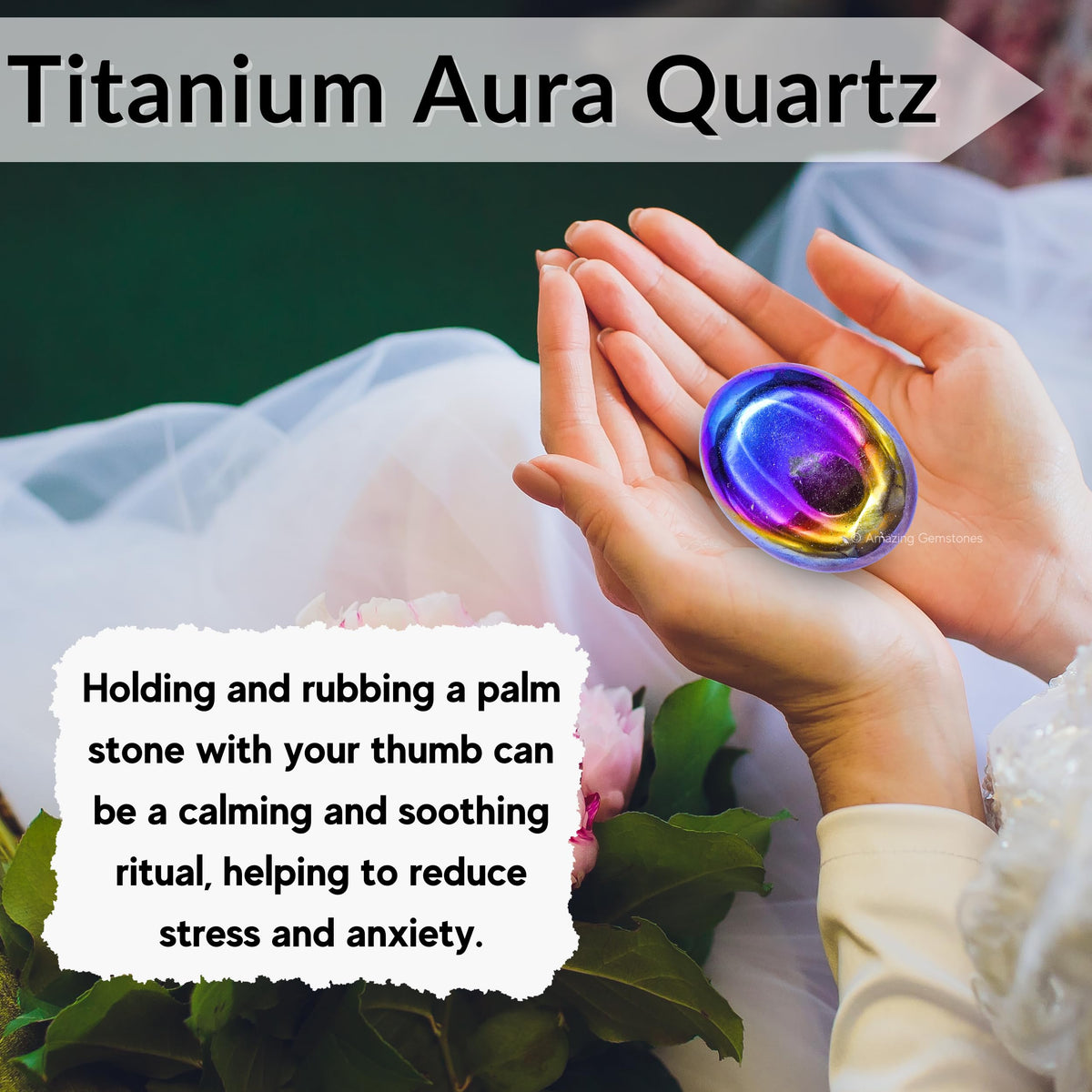Amazing Gemstone Titanium Aura Quartz Crystals and Healing Stones - Large Palm Stone Crystals for Good Luck, Positive Energy, Meditation - Unique Stocking Stuffers and Birthday Gifts