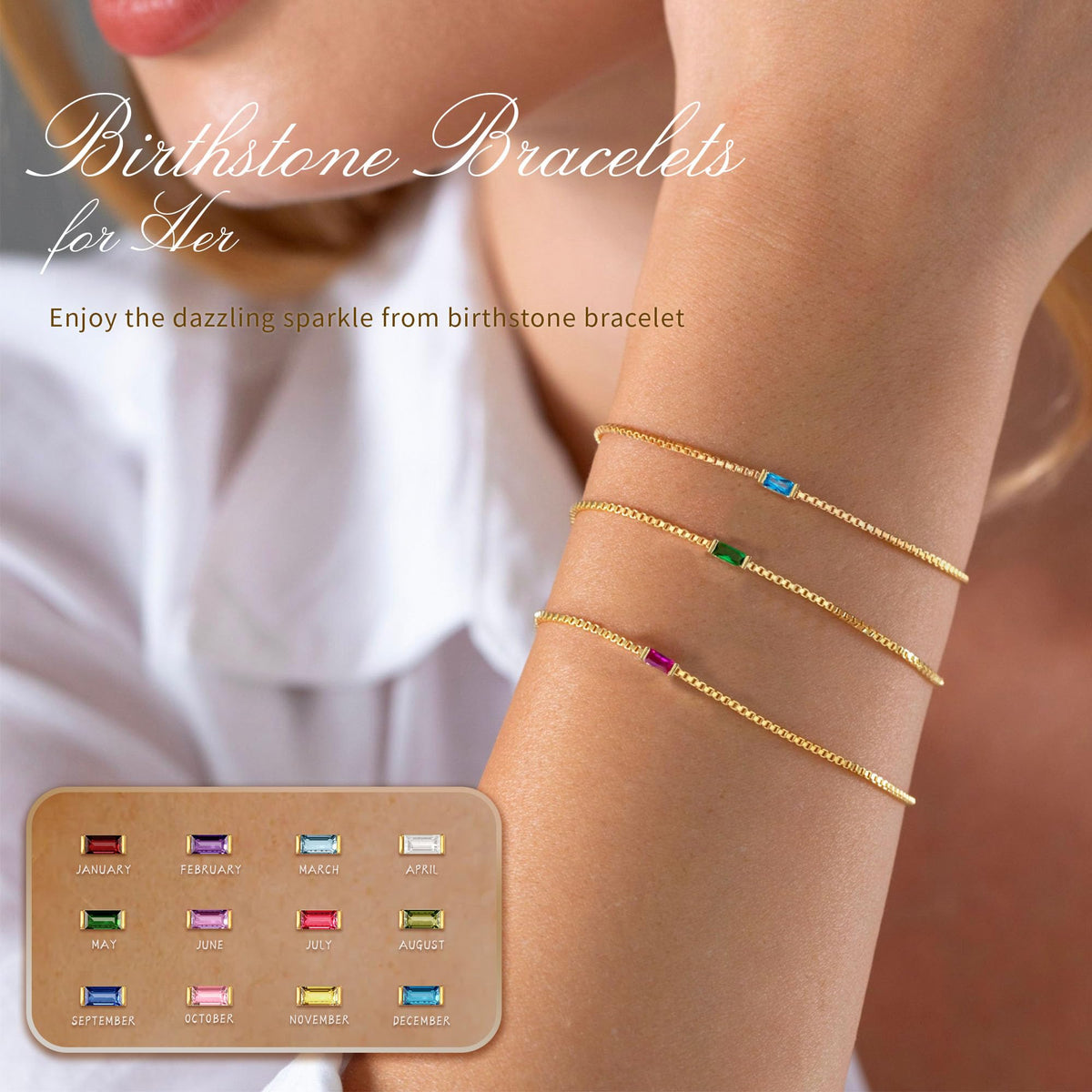 JSJOY Dainty Birthstone Bracelets for Women February Birthstone Bracelet Birthday Gifts Gold Amethyst Crystal Link Bracelet Jewelry Mothers Day Graduation Gifts for Her