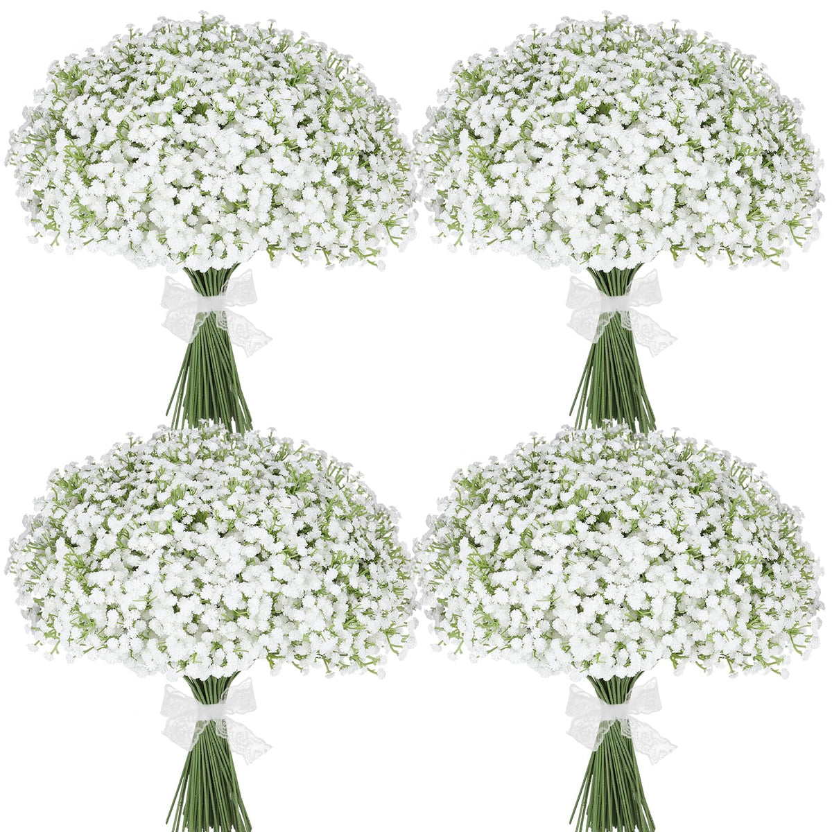 Suaycy 30 Pcs Babys Breath Artificial Flowers, 17.7" Real Touch White Gypsophila Bouquet, Fake Baby Breath Bulk for Wedding Centerpieces, Party, DIY Floral