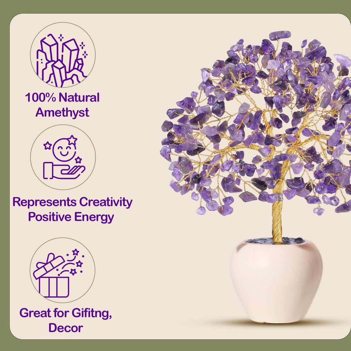 YATSKIA Amethyst Tree, Healing Crystals and Stones, Jade Crystal Tree of Life, Crystals Decor, Feng Shui Decor, Birthday Gifts for Women, Healing Crystal Gifts for Women